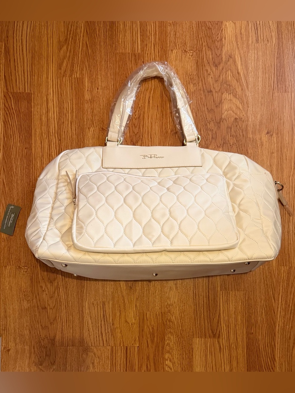 Bella Russo Quilted 17.7” x 13" Weekender Duffle Bag Cream - New